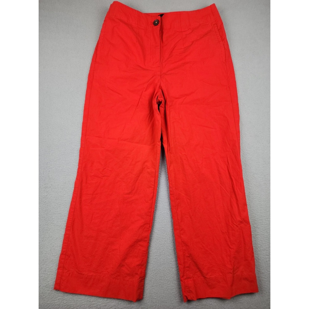 Talbots Pants Womens 8P Red Chino Wide Leg Twill Stretch Casual Summer Crop